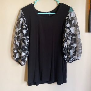 Statement Sleeve Black Top